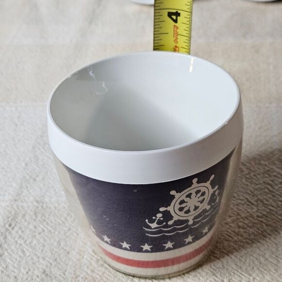 Thermo-Serv 70's Nautical Red White Blue Insulated Small Tumblers Set of 4 - Picture 5 of 6